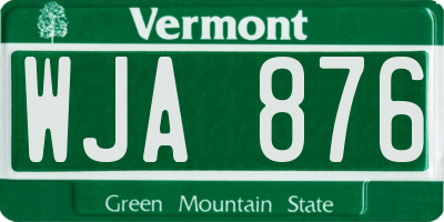 VT license plate WJA876