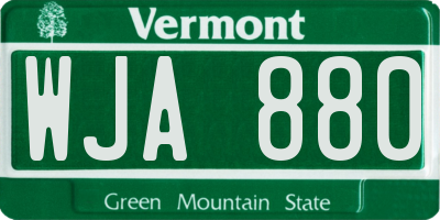 VT license plate WJA880