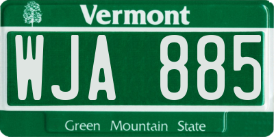 VT license plate WJA885