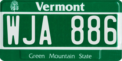 VT license plate WJA886