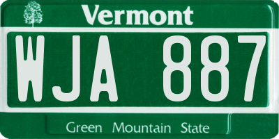 VT license plate WJA887