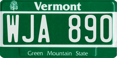 VT license plate WJA890