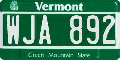 VT license plate WJA892