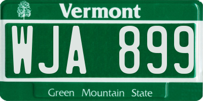 VT license plate WJA899