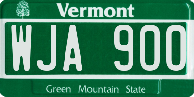 VT license plate WJA900