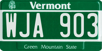 VT license plate WJA903