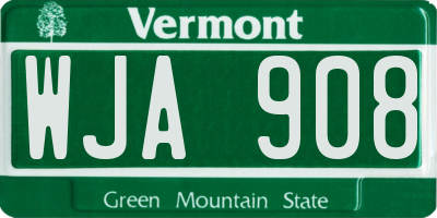 VT license plate WJA908