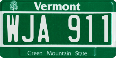 VT license plate WJA911