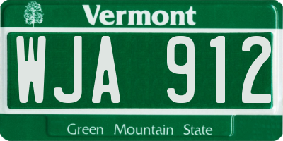 VT license plate WJA912