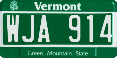VT license plate WJA914