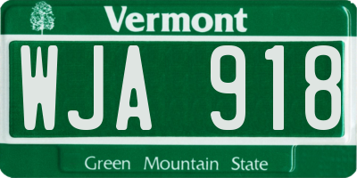 VT license plate WJA918