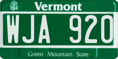 VT license plate WJA920