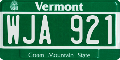 VT license plate WJA921