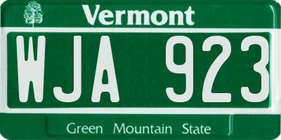 VT license plate WJA923