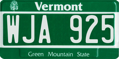 VT license plate WJA925