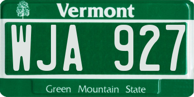 VT license plate WJA927
