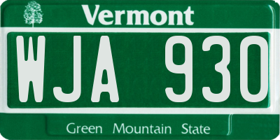 VT license plate WJA930