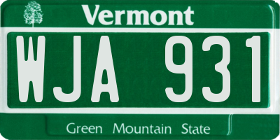 VT license plate WJA931