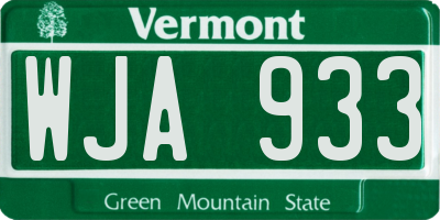 VT license plate WJA933