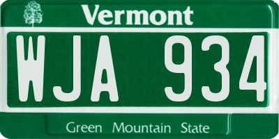 VT license plate WJA934