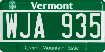 VT license plate WJA935