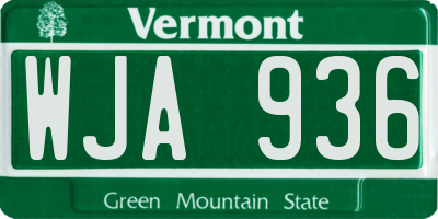 VT license plate WJA936