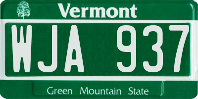 VT license plate WJA937