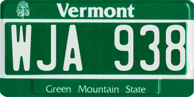 VT license plate WJA938