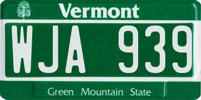 VT license plate WJA939