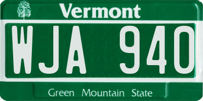 VT license plate WJA940