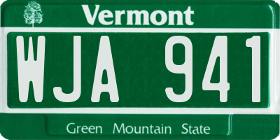 VT license plate WJA941