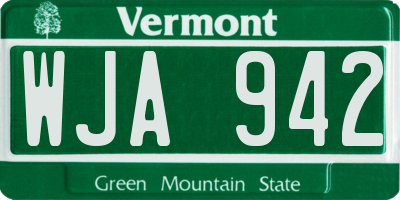 VT license plate WJA942