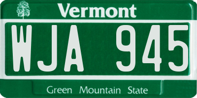 VT license plate WJA945