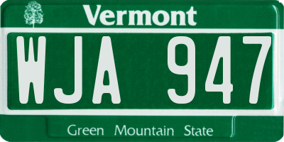 VT license plate WJA947