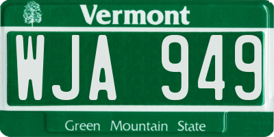 VT license plate WJA949