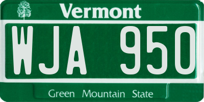 VT license plate WJA950