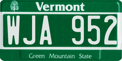VT license plate WJA952