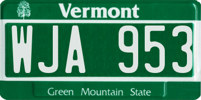 VT license plate WJA953