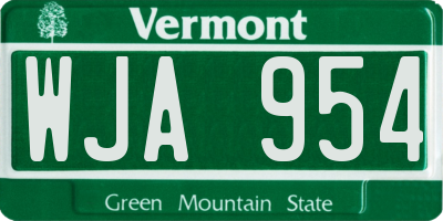 VT license plate WJA954
