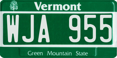 VT license plate WJA955