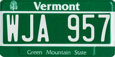 VT license plate WJA957