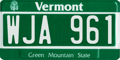 VT license plate WJA961