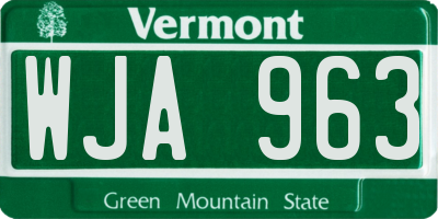 VT license plate WJA963