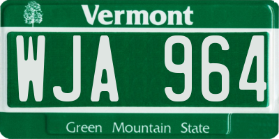 VT license plate WJA964