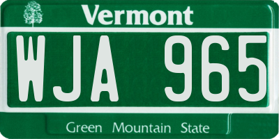 VT license plate WJA965