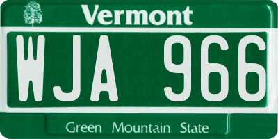 VT license plate WJA966