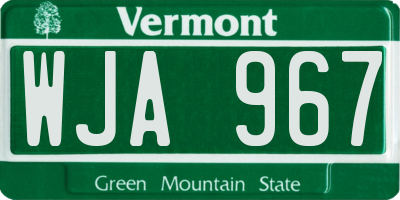 VT license plate WJA967