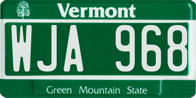 VT license plate WJA968