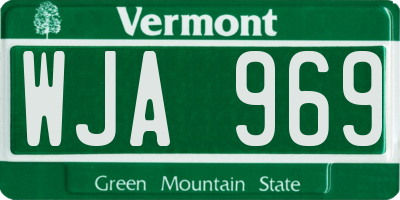 VT license plate WJA969