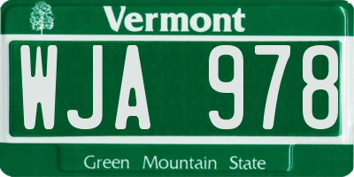 VT license plate WJA978